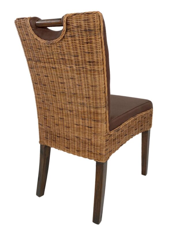 Chaise en rotin chaise de salle à manger chaise rembourrée chaise en osier Bilbao avec poignée entièrement rembourrée marron – Image 5