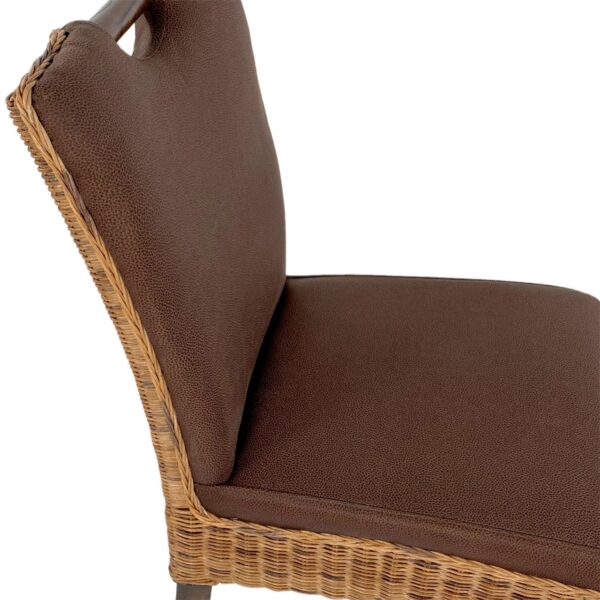 Chaise en rotin chaises de salle à manger lot de 4 chaises de jardin d'hiver chaises rembourrées Bilbao marron prairie – Image 7