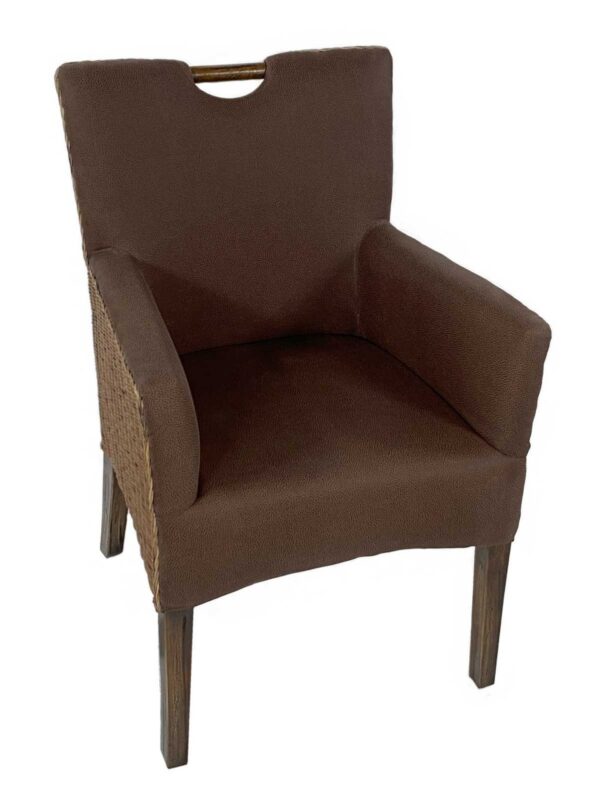Chaise en rotin chaise de salle à manger fauteuil avec accoudoirs chaise rembourrée Bilbao fauteuil rembourré marron prairie