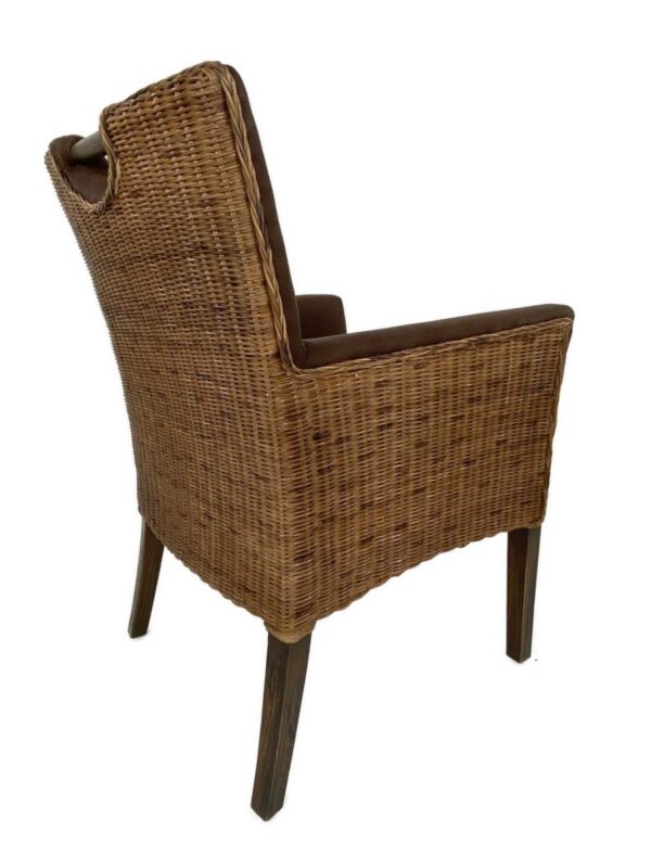 Chaise en rotin chaise de salle à manger fauteuil avec accoudoirs chaise rembourrée Bilbao fauteuil rembourré marron prairie – Image 2