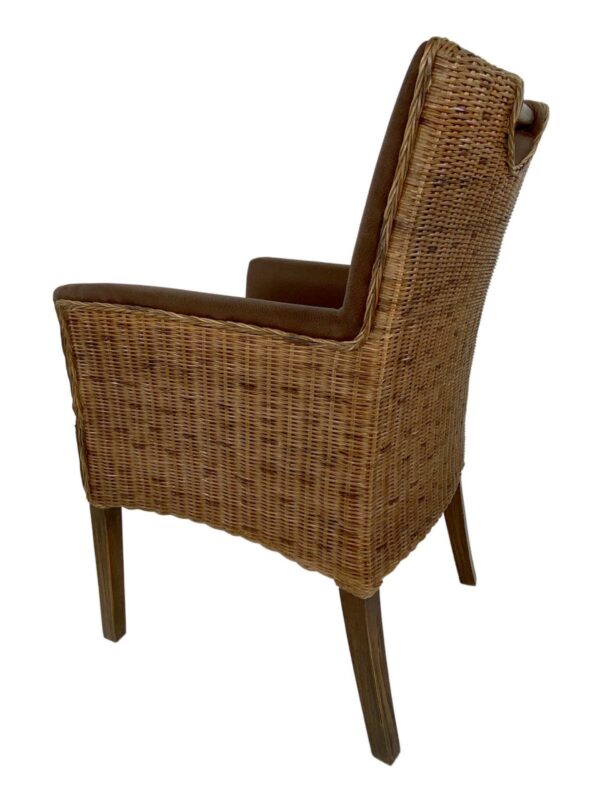 Chaise en rotin chaise de salle à manger fauteuil avec accoudoirs chaise rembourrée Bilbao fauteuil rembourré marron prairie – Image 3