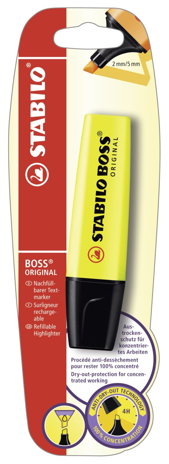 Blister carton x 1 STABILO BOSS ORIGINAL - jaune - Carton de 10 pièces