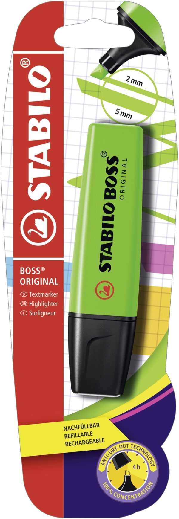Blister carton x 1 STABILO BOSS ORIGINAL - vert - Carton de 10 pièces