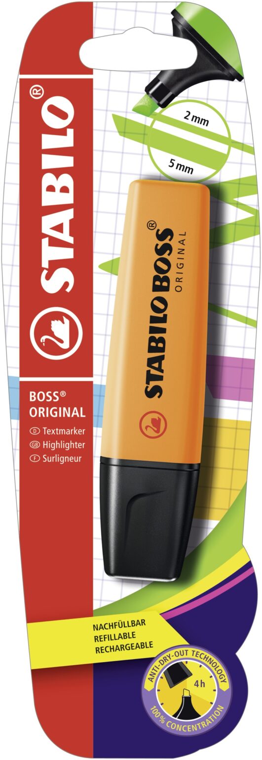 Blister carton x 1 STABILO BOSS ORIGINAL - orange - Carton de 10 pièces