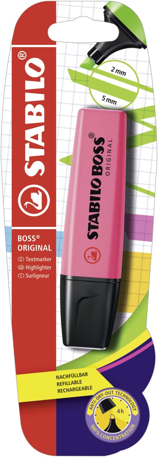 Blister carton x 1 STABILO BOSS ORIGINAL - rose