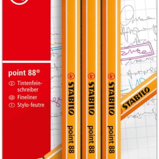 Blister x 3 STABILO point 88 - noir + bleu + rouge - Carton de 10 pièces