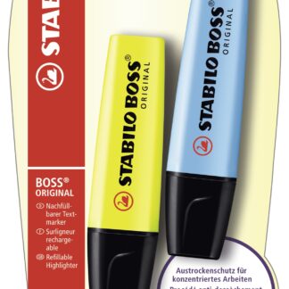 Blister carton x 2 STABILO BOSS ORIGINAL - jaune + bleu
