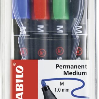Pochette x 4 STABILO OHPen permanent 1 mm - noir + bleu + rouge + vert - Carton de 5 pièces