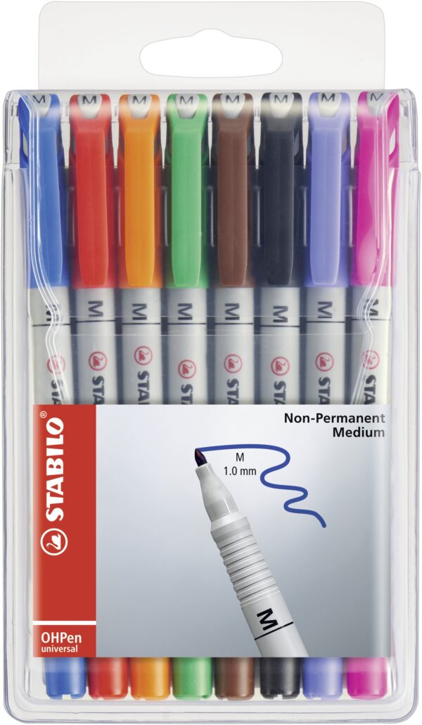 Pochette x 8 STABILO OHPen soluble 1 mm - Carton de 5 pièces