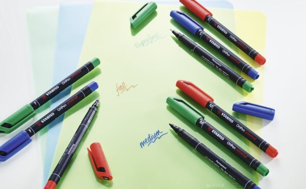 Pochette x 4 STABILO OHPen permanent 0,7 mm - noir + bleu + rouge + vert – Image 6