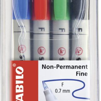 Pochette x 4 STABILO OHPen soluble 0,7 mm - noir + bleu + rouge + vert