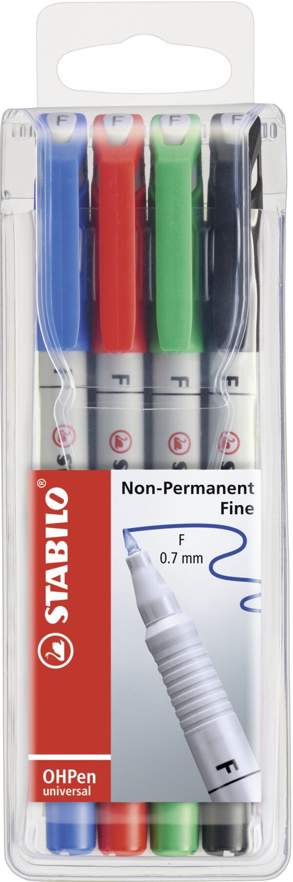 Pochette x 4 STABILO OHPen soluble 0,7 mm - noir + bleu + rouge + vert