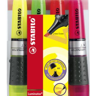 Pochette x 4 STABILO LUMINATOR - jaune + vert + orange + rose