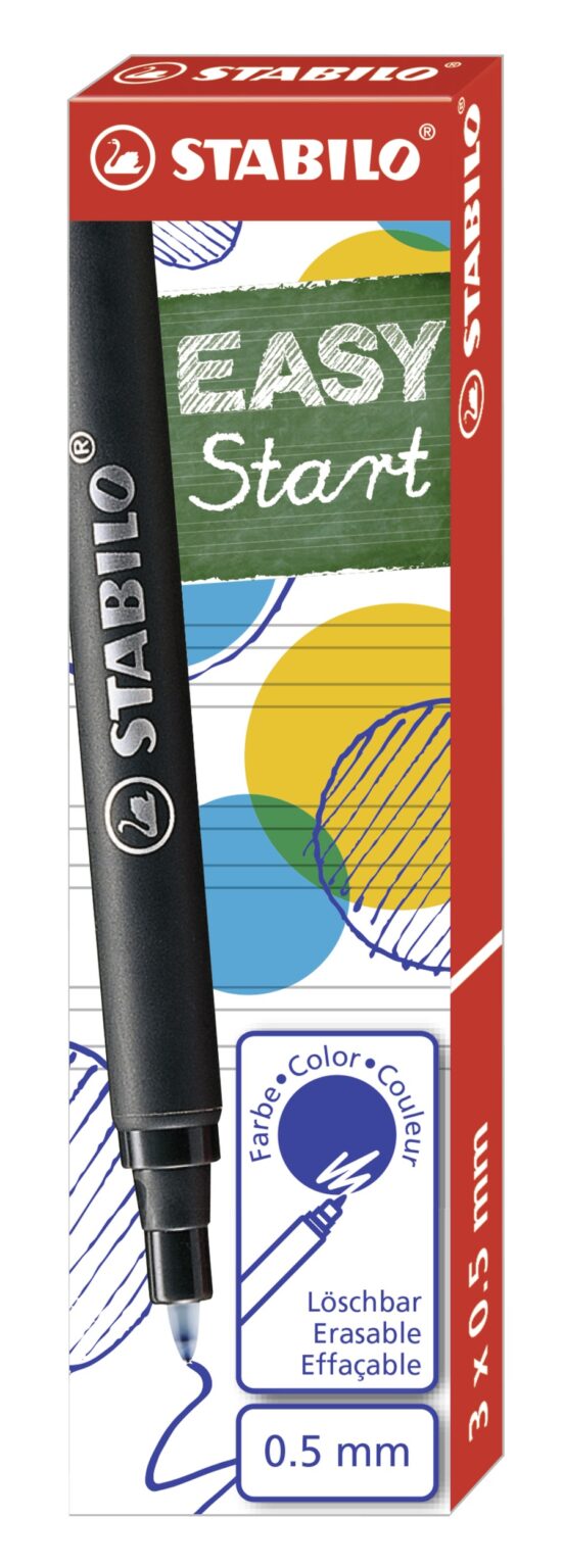 Boîte x 3 recharges STABILO EASYoriginal 0,5 mm - encre bleue effaçable - Carton de 24 pièces