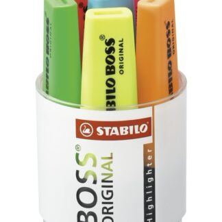 Pot x 6 STABILO BOSS ORIGINAL - jaune + bleu + vert + rouge + orange + rose