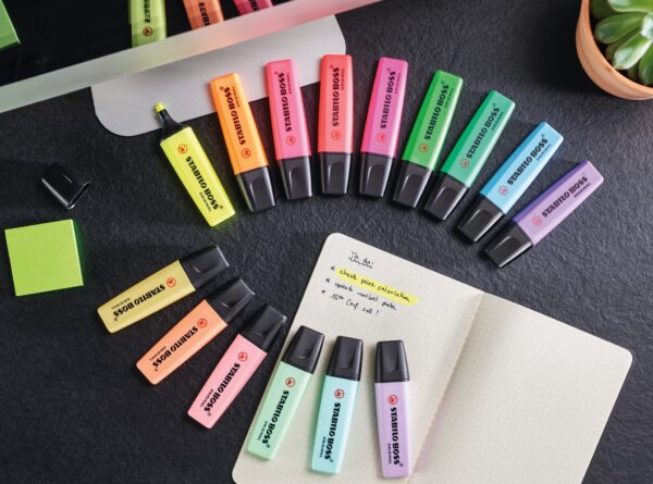 Pot x 6 STABILO BOSS ORIGINAL - jaune + bleu + vert + rouge + orange + rose – Image 6
