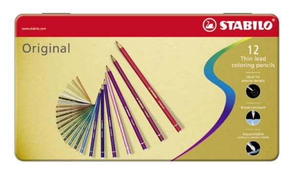 Boîte métal x 12 STABILO Original ARTY+ - Carton de 5 pièces
