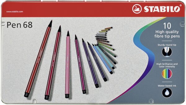 Boîte métal x 10 STABILO Pen 68 ARTY - Carton de 5 pièces