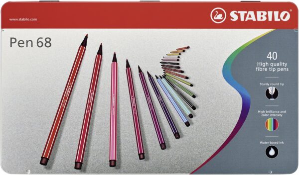 Boîte métal x 40 STABILO Pen 68 ARTY - Carton de 1 pièces