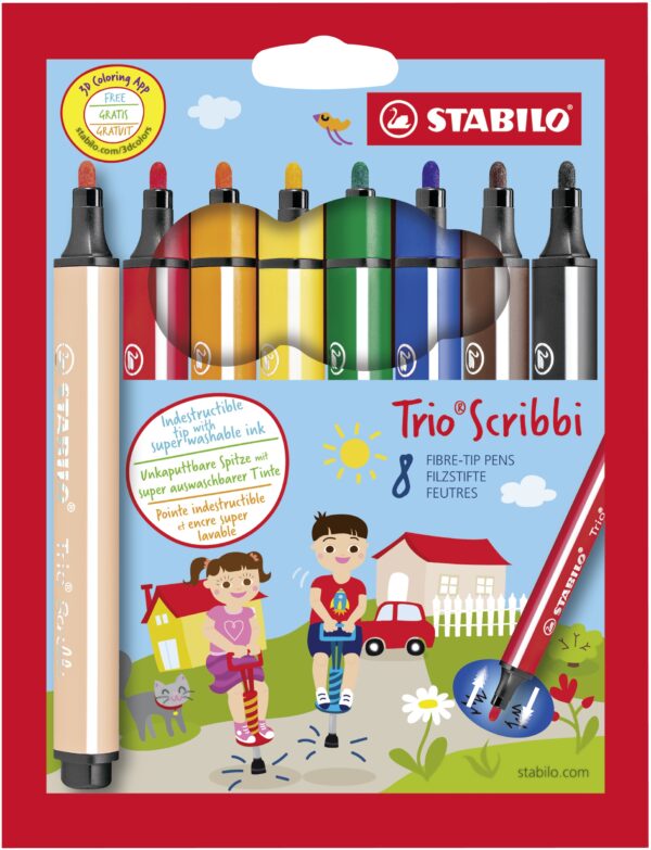 Etui carton x 8 STABILO Trio Scribbi - Carton de 3 pièces