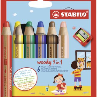 Etui carton x 6 STABILO woody 3 in 1 + 1 taille-crayon