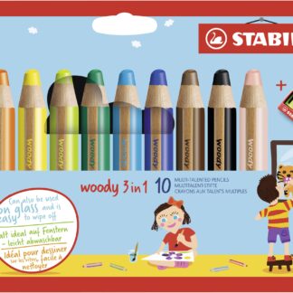 Etui carton x 10 STABILO woody 3 in 1 + 1 taille-crayon