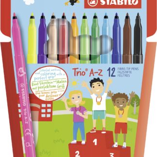Etui carton x 12 STABILO Trio A-Z - coloris assortis dont 2 fluo - Carton de 6 pièces