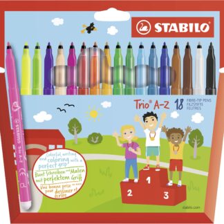 Etui carton x 18 STABILO Trio A-Z - coloris assortis dont 3 fluo - Carton de 6 pièces