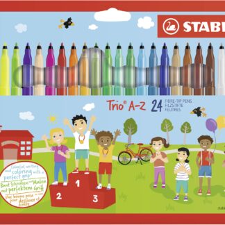 Etui carton x 24 STABILO Trio A-Z - coloris assortis dont 4 fluo - Carton de 6 pièces