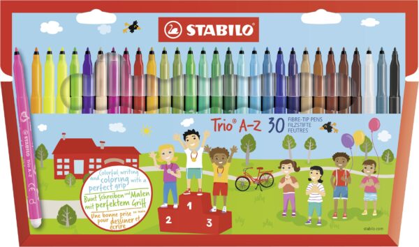 Etui carton x 30 STABILO Trio A-Z - coloris assortis dont 5 fluo - Carton de 6 pièces