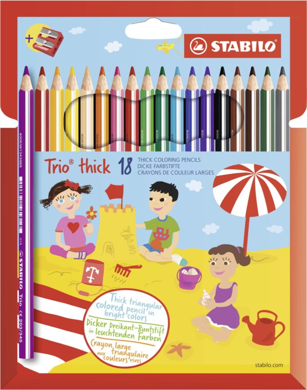 Etui carton x 18 STABILO Trio + 1 taille-crayon - Carton de 6 pièces