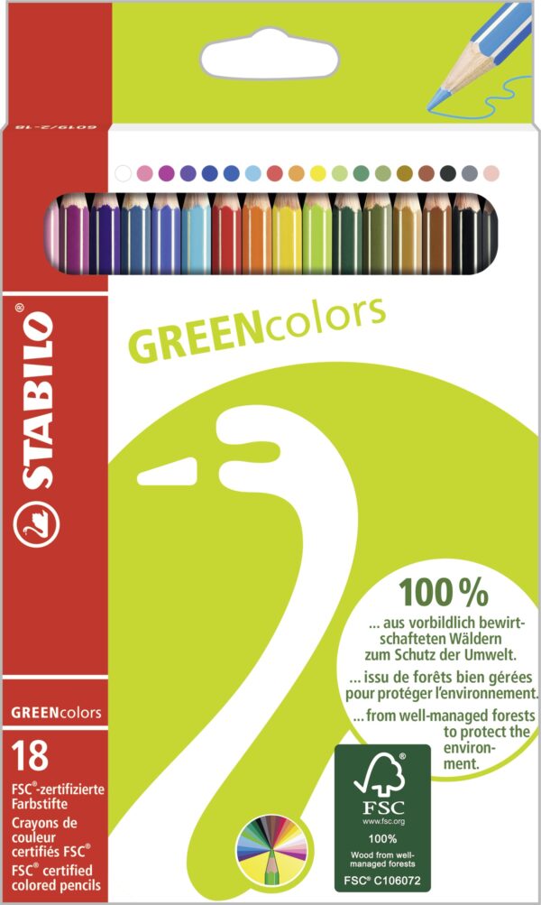 Etui carton x 18 STABILO GREENcolors - Carton de 12 pièces