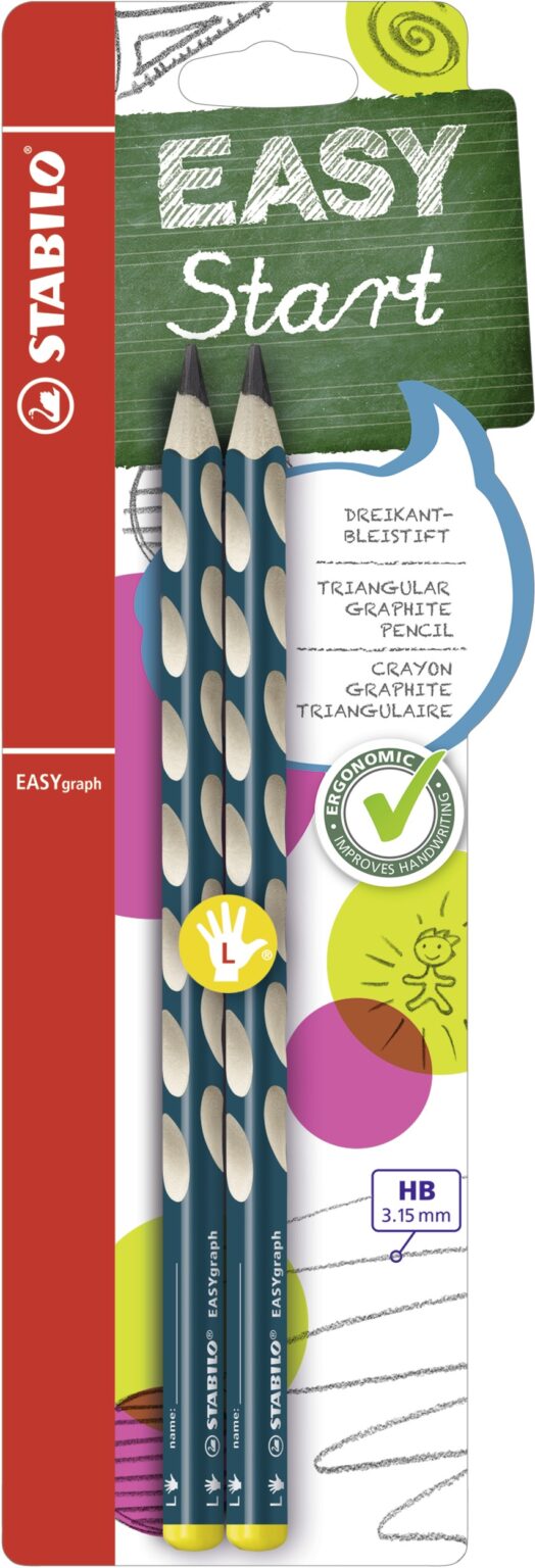 Blister x 2 STABILO EASYgraph HB gaucher - bleu ardoise