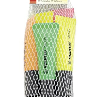 Filet x 5 STABILO NEON - 2 jaune + 1 vert + 1 orange + 1 rose