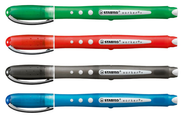 Pochette x 4 STABILO worker+ colorful 0,5 mm - noir + bleu + rouge + vert – Image 2