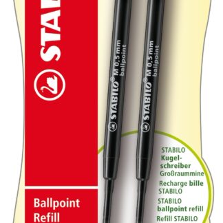 Blister x 2 recharges stylo-bille STABILO - noir - Carton de 10 pièces