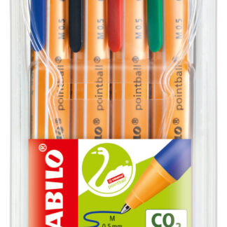Pochette x 4 STABILO pointball - noir + bleu + rouge + vert - Carton de 5 pièces