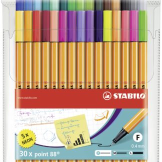 Pochette x 30 STABILO point 88 - coloris assortis dont 5 fluo