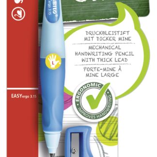 Blister x 1 STABILO EASYergo 3.15 gaucher + 1 taille-crayon - bleu