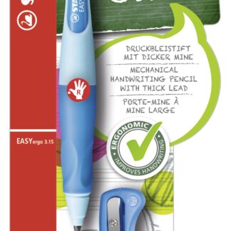 Blister x 1 STABILO EASYergo 3.15 droitier + 1 taille-crayon - bleu