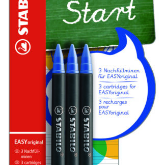 Blister x 3 recharges STABILO EASYoriginal 0,5 mm - encre bleue effaçable - Carton de 10 pièces