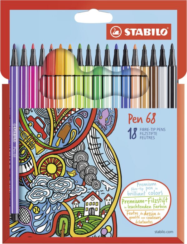Etui carton x 18 STABILO Pen 68 - Carton de 6 pièces