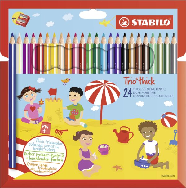 Etui carton x 24 STABILO Trio + 1 taille-crayon