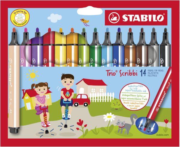 Etui carton x 14 STABILO Trio Scribbi - Carton de 3 pièces