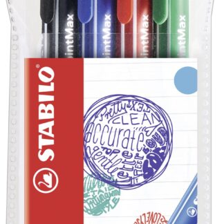 Pochette x 4 STABILO pointMax - noir + bleu + rouge + vert - Carton de 5 pièces