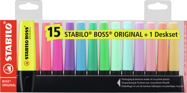 Set de bureau x 15 STABILO BOSS ORIGINAL