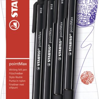 Blister x 4 STABILO pointMax - noir - Carton de 10 pièces