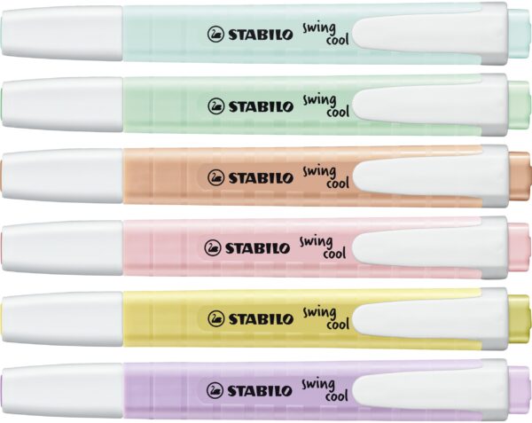 Blister x 6 STABILO swing cool Pastel - menthe à l'eau + crème de jaune + teint de pêche + soupçon de rose + brume de lilas + touche de turquoise – Image 2