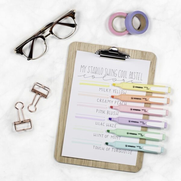Blister x 6 STABILO swing cool Pastel - menthe à l'eau + crème de jaune + teint de pêche + soupçon de rose + brume de lilas + touche de turquoise – Image 5