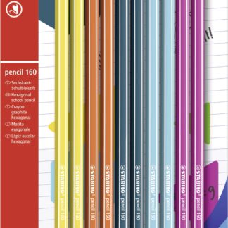 Blister x 10 STABILO pencil 160 bout gomme HB - 5 coloris assortis - Carton de 10 pièces